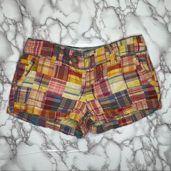 American Eagle yellow patchwork madras plaid short - Picture 1 of 4